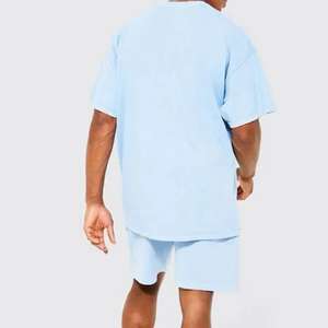 Conjunto de camiseta y pantalones cortos para hombre con logotipo personalizado de último diseño, ropa deportiva de verano, ropa informal personalizada para correr de algodón, conjuntos cortos para hombre - Product Image 2