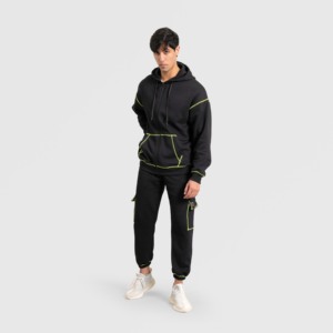 Sporty Black-Green Joggers XL Size Lightweight <b>Woolen</b> Fabric Zipper Decoration Waterproof Golf Pants for Spring Summer Spandex - Product Image 4
