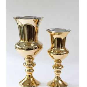 Jarrón de Metal estilo tarro largo con acabado de espejo dorado, centro de mesa decorativo moderno elegante para flores, sala de estar y decoración de boda - Product Image 1