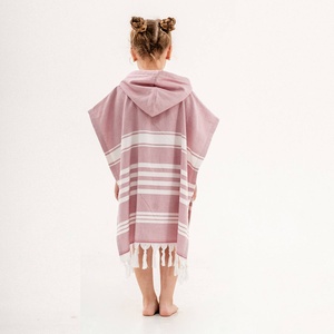 Albatros Kids <b>Hooded</b> <b>Towel</b> Poncho Pink Stripe, Ages 2-5, 100% Cotton - Product Image 2