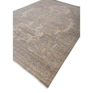 Alfombras de Lana Anudadas a Mano en Azul Viscaya con Diseño de Medallón y Patrón Abstracto para Entrada, Sala de Estar y Pasillo - Número de Modelo SKWL-499 - Product Image 2