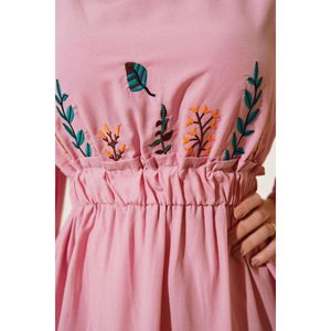 Front Embroidered <b>Elastic</b> Waist Dress Powder - Product Image 2