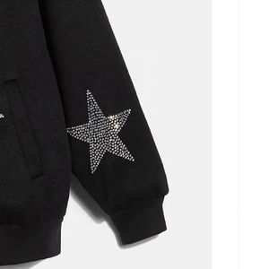 Sudadera con capucha personalizada con cremallera completa y logotipo de diamantes de imitación de alta calidad al por mayor Sudadera con capucha personalizada con diamantes de imitación personalizados con OEM - Product Image 3