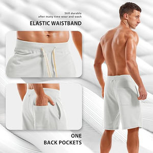 Pantalones Cortos Deportivos Casuales de Felpa para Hombre, 100% Algodón, Color Sólido, Cintura Elástica Media, Secado Rápido, Transpirables, Ligeros, Duraderos, Cómodos para Entrenamiento - Product Image 3