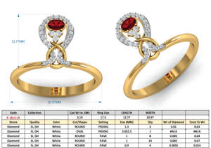 แหวนหมั้นรูปไข่ชุบทองสำหรับผู้หญิงสินค้าใหม่ล่าสุดประดับด้วยเพทายพลอยโกเมนสีแดงฝังทันสมัยสำหรับเด็ก - Product Image 5