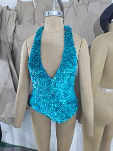 Ensemble de bikini de plage une pièce sexy avec décoration de coquillages, couleur marine audacieuse, logo perlé sur le devant, prêt à porter, nouveau design - Product Image 6