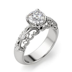 Anillo de compromiso Art Deco de corte redondo para mujer - Product Image 1