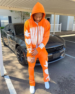 Unisex Winter Tracksuits 100% Cotton Reversible Eco-Friendly 2 Piece Sets <b>Zip</b>-Up <b>Hoodie</b> & Sweatpants Embroidery Washed - Product Image 6