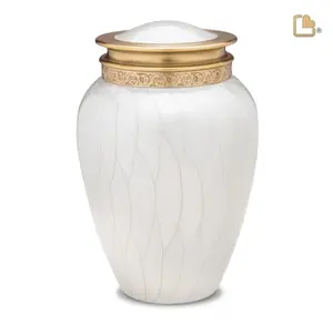 Urna Funeraria Blanca Perla de Tamaño Completo, Urna de Cremación Blanca Perla, Urna Blanca Dorada para Cenizas Humanas, Urna Funeraria y Conmemorativa para Adultos - Product Image 3