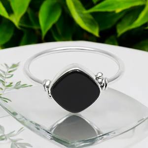 Anillo clásico de Plata de Ley 925 sólida, forma de cojín hecha a mano con piedras preciosas de ónix negro Natural, joyería Bohemia, proveedores a granel - Product Image 2