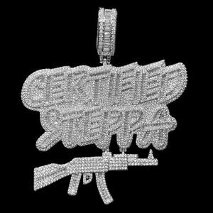 Pendentif Moissanite de Luxe Serti de Pierres, Style Hip Hop, avec Design AK, Bijou Statement en Argent Sterling Plaqué Or - Product Image 6