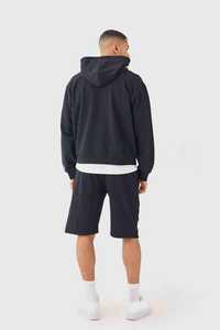 Conjunto Deportivo de Sudadera con Capucha y Pantalones Cortos de Algodón para Hombre, Estilo Holgado con Hombros Caídos y Cremallera, Unisex, para Fitness, Jogging, Ropa Profesional - Product Image 3