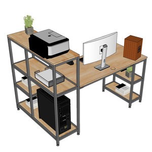 Portable <b>Simple</b> Design Computer <b>Desk</b> with Integrated Shelving Unit Foldable Bookshelf for Office Use Printer Storage-COD68053 - Product Image 3