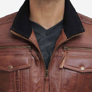 Chaqueta de moto cálida de invierno informal para hombre, piel de vaca transpirable con cuello levantado, actividades al aire libre personalizadas a un precio razonable - Product Image 4