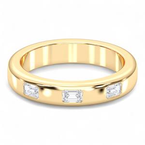 Anillo de boda de 3 piedras de diamante de corte esmeralda cultivado en laboratorio de 0,24 quilates de 2/VS hecho en plata de ley para mujer - Product Image 3