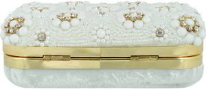 Elegant Crystal Flower <b>Pearl</b> <b>Clutch</b> <b>Bag</b> Handmade Bridal Evening Purse Beaded Design Trendy OEM ODM Wholesale Wedding Rectangle - Product Image 4