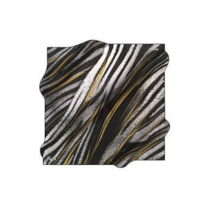 Black Cotton Square Scarf with Zebra Pattern and Bow Design - Product Image 1