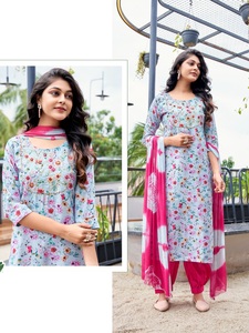 La última impresión digital de muselina al por mayor con trabajo de espejo hecho a mano con pantalón afgano de seda con Nazneen Seburi teñido Dupatta - Product Image 2