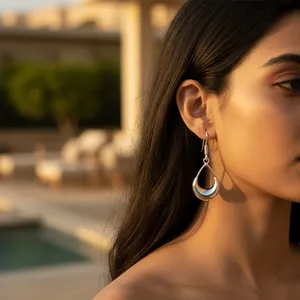 Boucles d'oreilles pendantes en argent sterling en forme de goutte d'eau, bijoux minimalistes pour femmes, à porter tous les jours, boucles d'oreilles pendantes en argent 925 - Product Image 3
