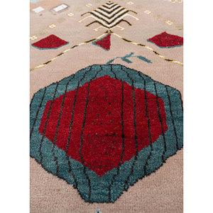 Alfombras Manchaha de Lana y Seda de Bambú con Patrón Geométrico, Anudadas a Mano en Rosa y Morado para Uso Doméstico-Les-2633 - Product Image 3