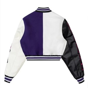 Veste de baseball courte pour femme, couleur unique et tendance, style varsity, en vente en gros, prix de gros, OEM - Product Image 6