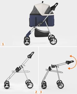 Cochecito para mascotas plegable de cuatro ruedas con cabina grande de construcción resistente y paneles ventilados - Product Image 4