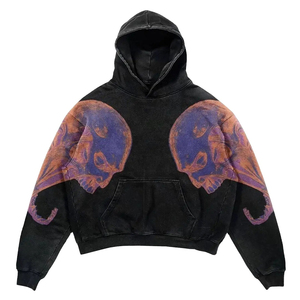Personnalisé en détresse Patch Broderie Vintage Âgé Applique Couture 500gsm 100% Coton Distressed Hoodies pour Hommes pour l'hiver - Product Image 1
