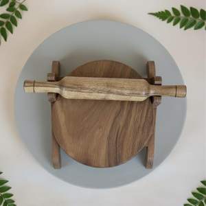 Premium Acacia Wooden Chakla Belan Set Handcrafted Roti <b>Rolling</b> Board <b>Pin</b> Eco-Friendly Floral Pattern Manufacturer Supply - Product Image 3
