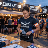 Kit de course nocturne personnalisé avec tee-shirt réfléchissant, brassard LED, pochette souple et ceinture de course