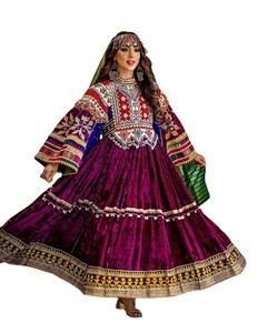 เดรส2025พื้นเมืองทำด้วยมือสไตล์อัฟกานิสถาน Kuchi ปักลายชนเผ่าพื้นเมืองอัฟกันยาวหลายสีสำหรับผู้หญิง - Product Image 1