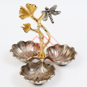 Centros de mesa/Tazón de frutas de diseño elegante para decoración de boda Tazón superventas/Tazón de flores de hoja dorada de aluminio fundido - Product Image 4