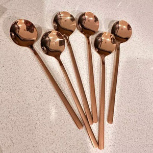 Premium Design Highly Polished Cutlery Set Rose <b>Gold</b> Spoon Set Stainless <b>Mirrored</b> Steel Flatware for Hotel & Restaurant Use - Product Image 1