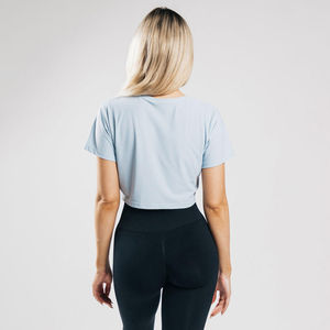 Haut court décontracté pour femme, style streetwear, tricoté, léger et respirant, à manches courtes, 100 % coton, idéal pour l'été et le quotidien - Product Image 3