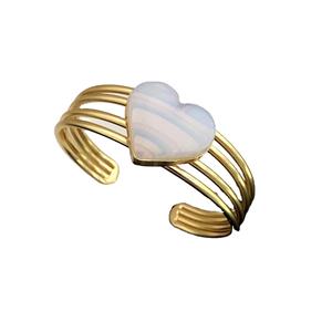 Bracelet manchette style coeur plaqué or fait à la main avec pierres précieuses Bracelet de mode SKU6836 - Product Image 1