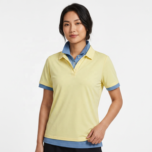 Polo de Manga Corta para Hombre, de Algodón, Color Sólido, Transpirable, Diseño Casual, Corte Regular, Amarillo y Azul - Product Image 4