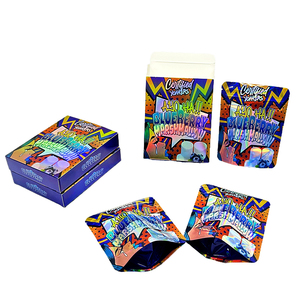 New Arrival Resealable Smell Proof 3.5g Die <b>Cut</b> Holographic Mylar Bags with Holographic Box In Stock - Product Image 2