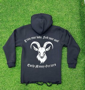 Sudadera con capucha térmica de gran tamaño de algodón 100% de peso pesado para hombre de marca OEM, ropa de calle de estilo Vintage de invierno, estampado de Calavera, lavado con ácido pesado - Product Image 2