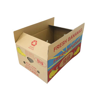 กล่องกระดาษคราฟท์พับได้กล่องกระดาษ2ด้านเจาะรูสี่เหลี่ยมกันน้ำวัสดุรีไซเคิลสำหรับจัดส่งกล้วยสด - Product Image 1