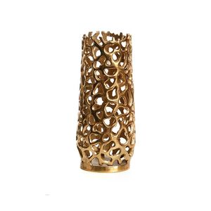 Vente chaude Taille Moyenne Kira Design Plaqué Or De Table Décoratif En Métal Fleur Vase De Mariage Décoration De La Maison De Luxe À La Main - Product Image 5