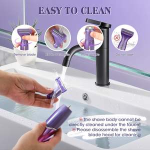 Maquinilla de Afeitar Eléctrica USB para Mujeres y Hombres, Resistente al Agua IPX5, Cuchilla de Acero Inoxidable, Idioma Francés, para Depilación Corporal - Product Image 3