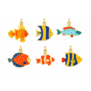 Colgante de Aleación Chapado en Oro con Esmalte Personalizado, Diseño de Pez de Dibujos Animados Lindo para Niños, con Logotipo del Fabricante - Product Image 1