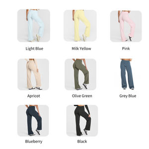 Comfort Soft <b>Women's</b> Solid High Waist Tummy Control Straight Leg Yoga <b>Flare</b> <b>Leggings</b> Quick Dry Breathable Plus Size - Product Image 2