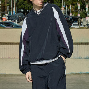 Survêtements en polyester pour hommes, veste et pantalon en nylon à col en V, patchwork, ensembles de jogging pour hommes, survêtement personnalisé pour hommes, vente chaude - Product Image 2