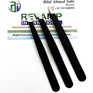 Pince à épiler pour sourcils en acier inoxydable écologique noir mat, revêtement en poudre, durable, pointe inclinée - Product Image 2