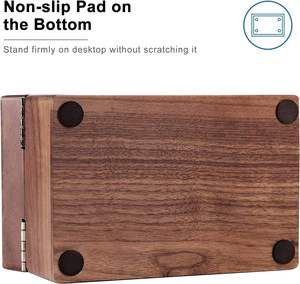 Titular de la tarjeta de visita 2,2x3,5 pulgadas Tarjetas de índice Caja organizadora Tarjeta de escritorio Archivo Titulares de notas Organizadores de madera Nogal - Product Image 4