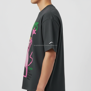 Camisa de punto satinado de algodón extrasuave para hombre, estilo oversize con hombros caídos, premium, de verano, estilo urbano, de secado rápido, ecológica, estampada. - Product Image 3