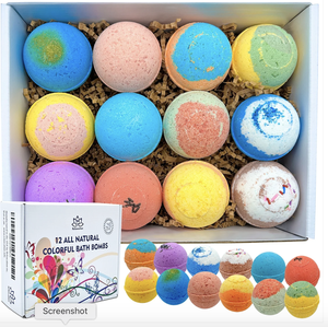 บาธบอมบ์ธรรมชาติ 12 ชิ้น - ปลอดภัยสำหรับผิวแพ้ง่าย (3.2 ออนซ์ ต่อชิ้น) - Product Image 1