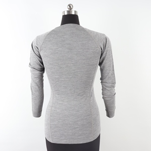 OEM produttore di biancheria <span class=keywords><strong>intima</strong></span> termica da <span class=keywords><strong>donna</strong></span> 100% t-shirt girocollo a maniche lunghe in lana Merino - Product Image 4