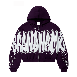 Meilleure qualité en gros nouvelle mode Logo personnalisé imprimé bouffant sweat à capuche unisexe 100% coton lourd fermeture éclair sweat à capuche pleine fermeture éclair impression bouffante - Product Image 4