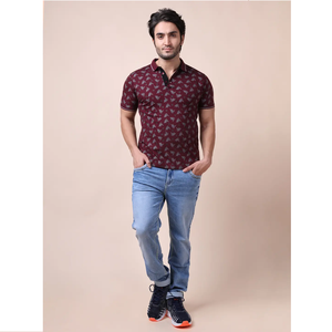 Camiseta elegante a la moda para hombre 100%, Camiseta estampada de corte regular mercerizada para cuello Polo, Media manga, ropa informal cómoda y elegante - Product Image 1